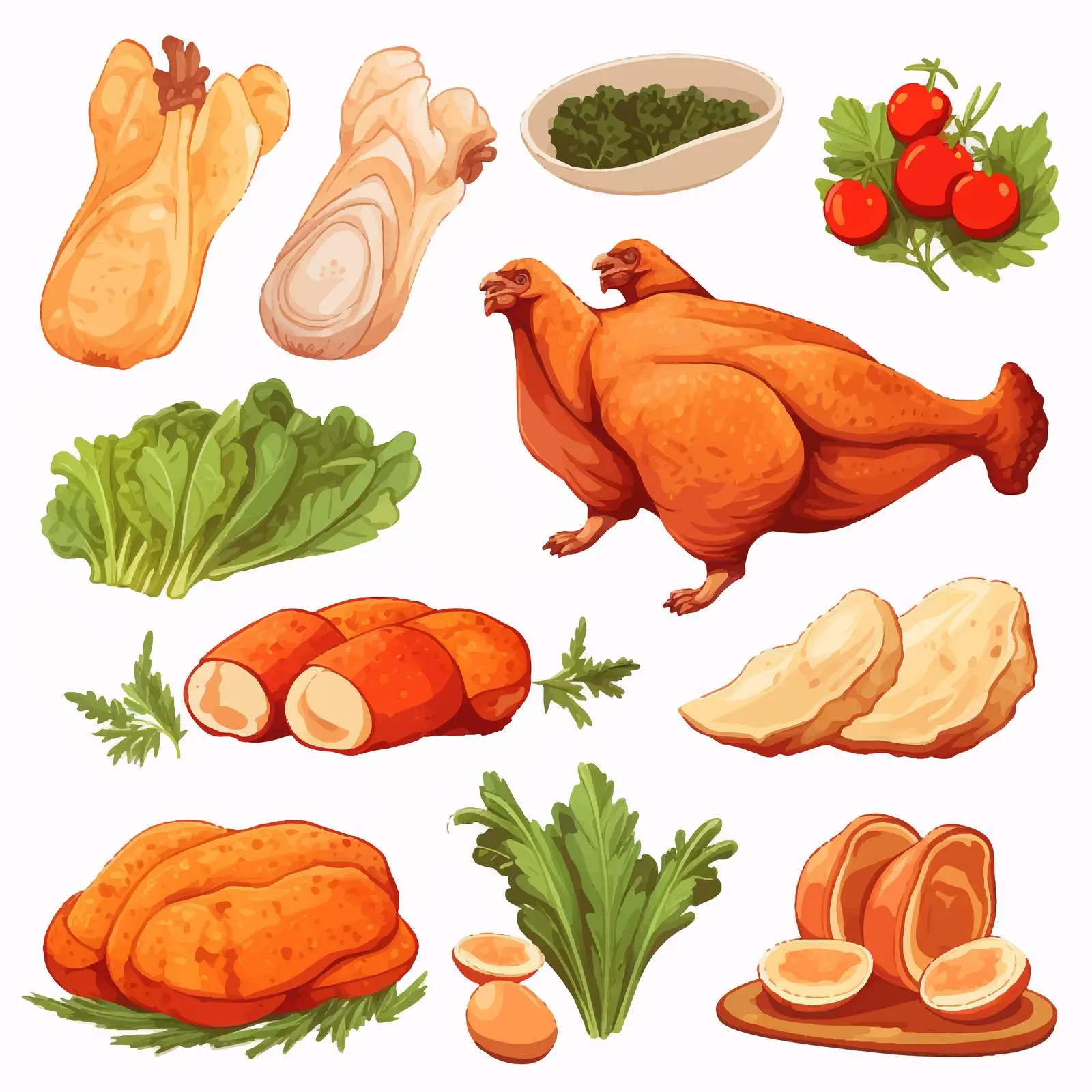 Variety of Chicken Products Illustration — free download from Dotvec