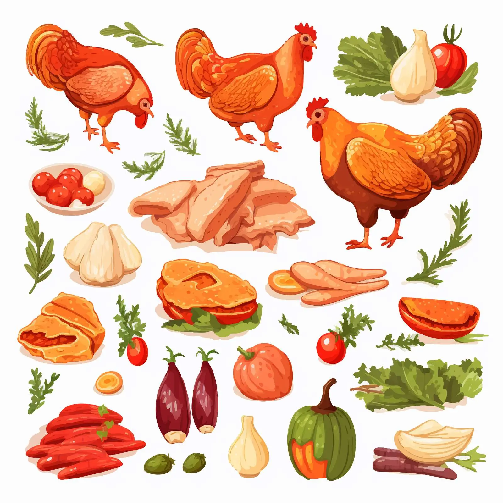 Types of Chicken Products Illustration — free download from Dotvec