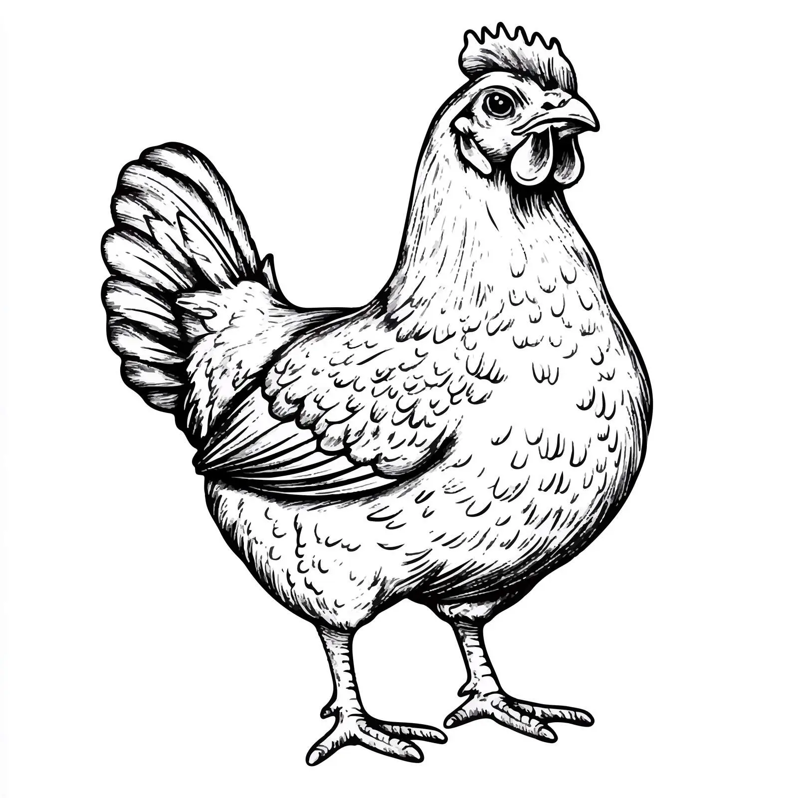 Black and White Chicken Cartoon Vector — free download from Dotvec
