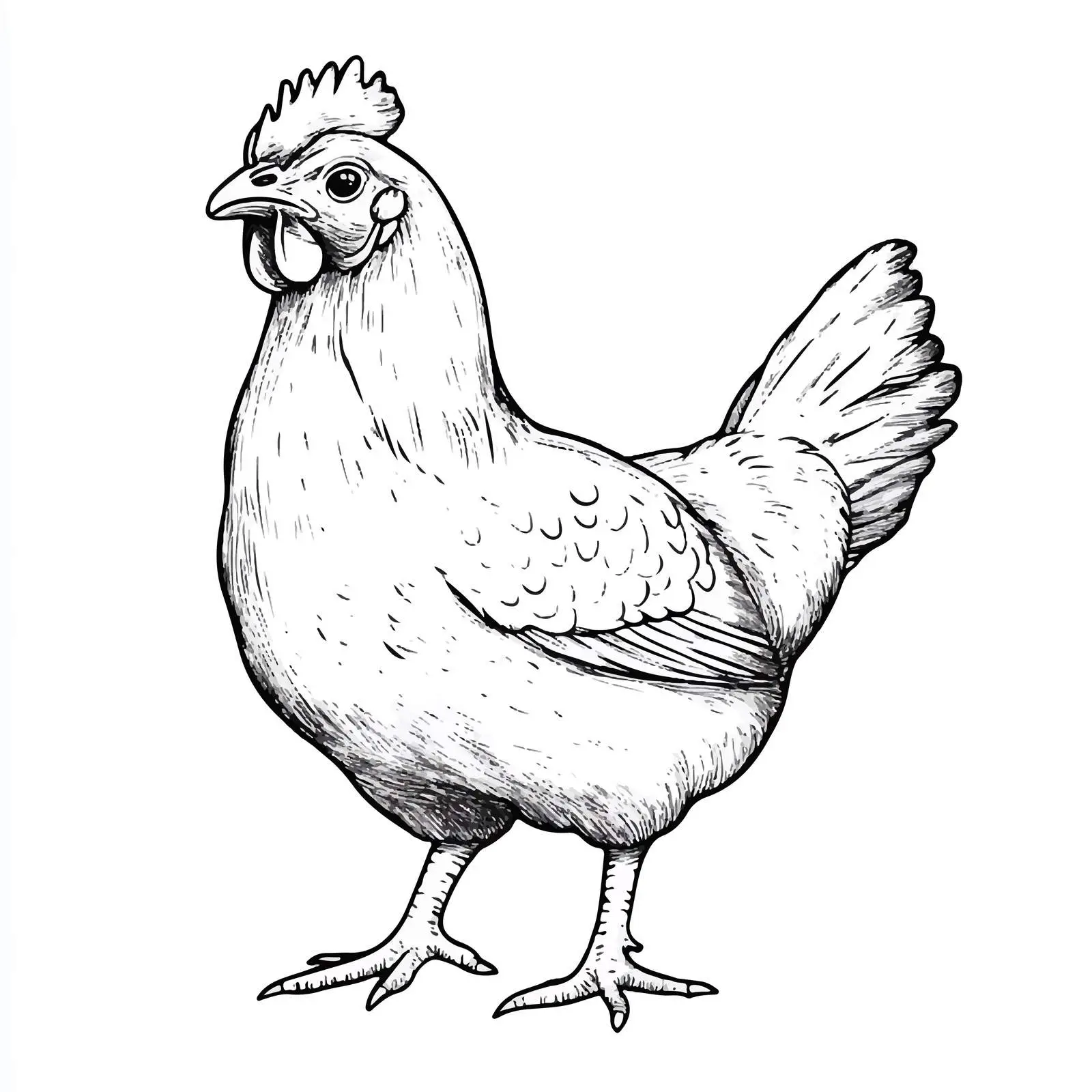 Black and White Chicken Cartoon Vector — free download from Dotvec