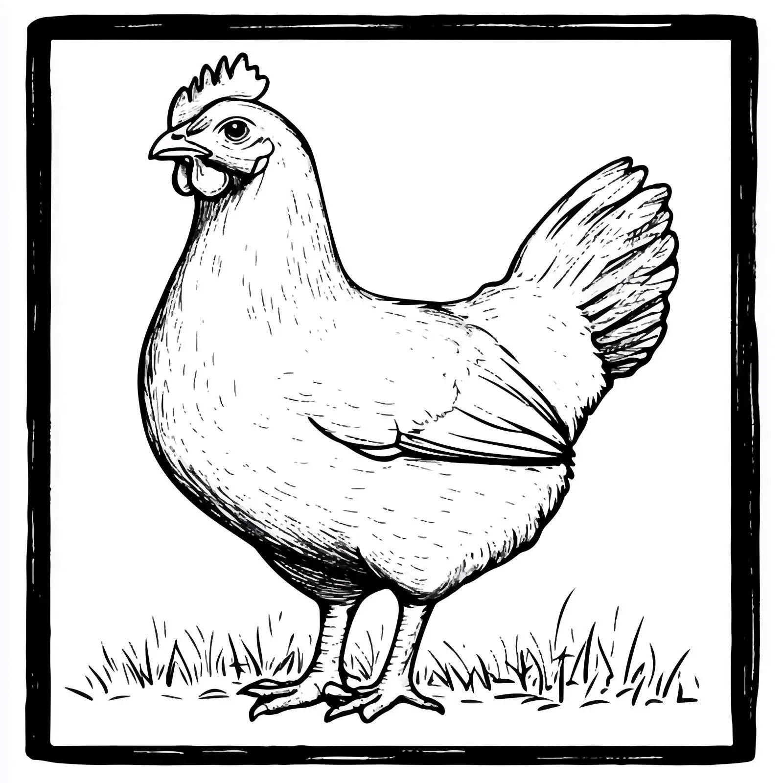 Black and White Chicken Vector Illustration — free download from Dotvec