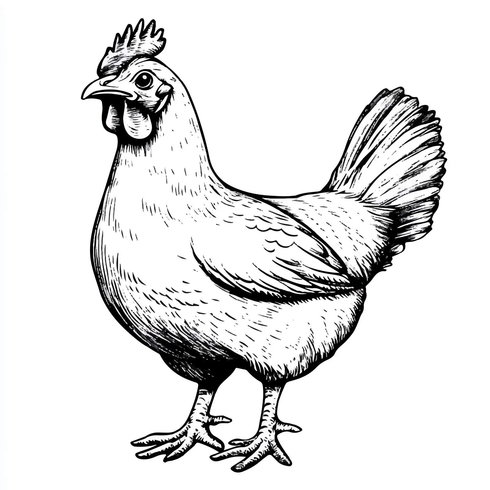 Black and White Chicken Vector Illustration – free humorous chicken image from Dotvec