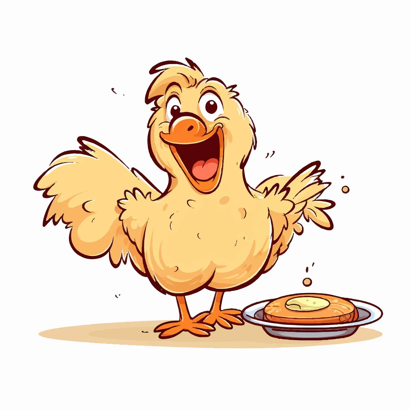 Cartoon Chicken Eating Vector Illustration — free download from Dotvec