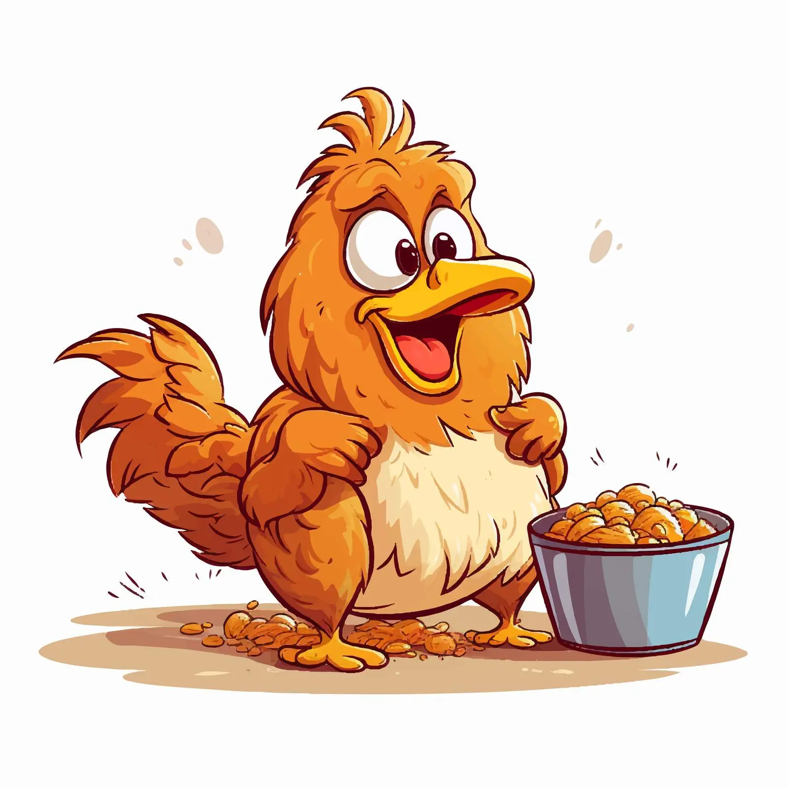 Cartoon Chicken Eating Vector Illustration — free download from Dotvec