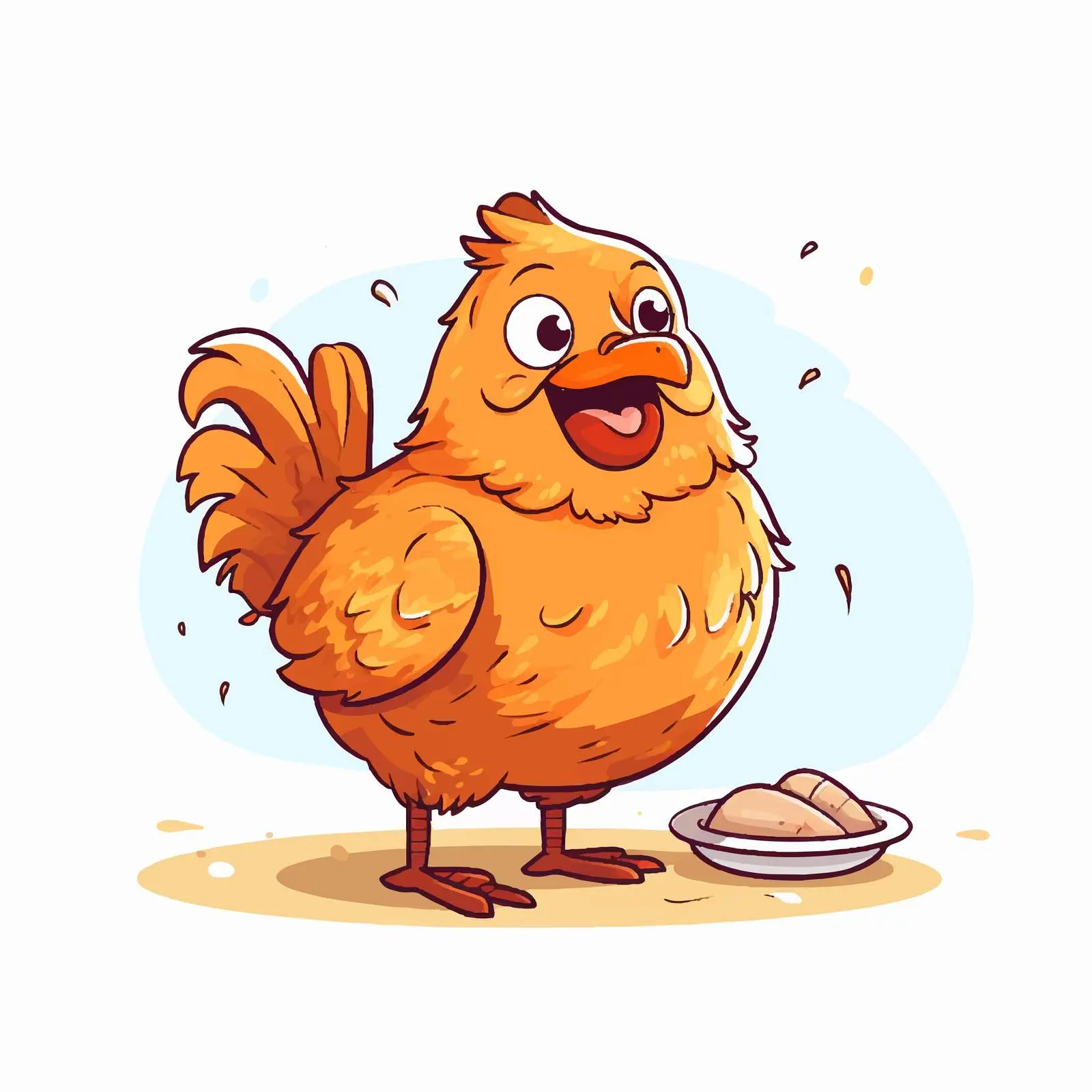 Cartoon Vector of Chicken Eating Illustration — free download from Dotvec