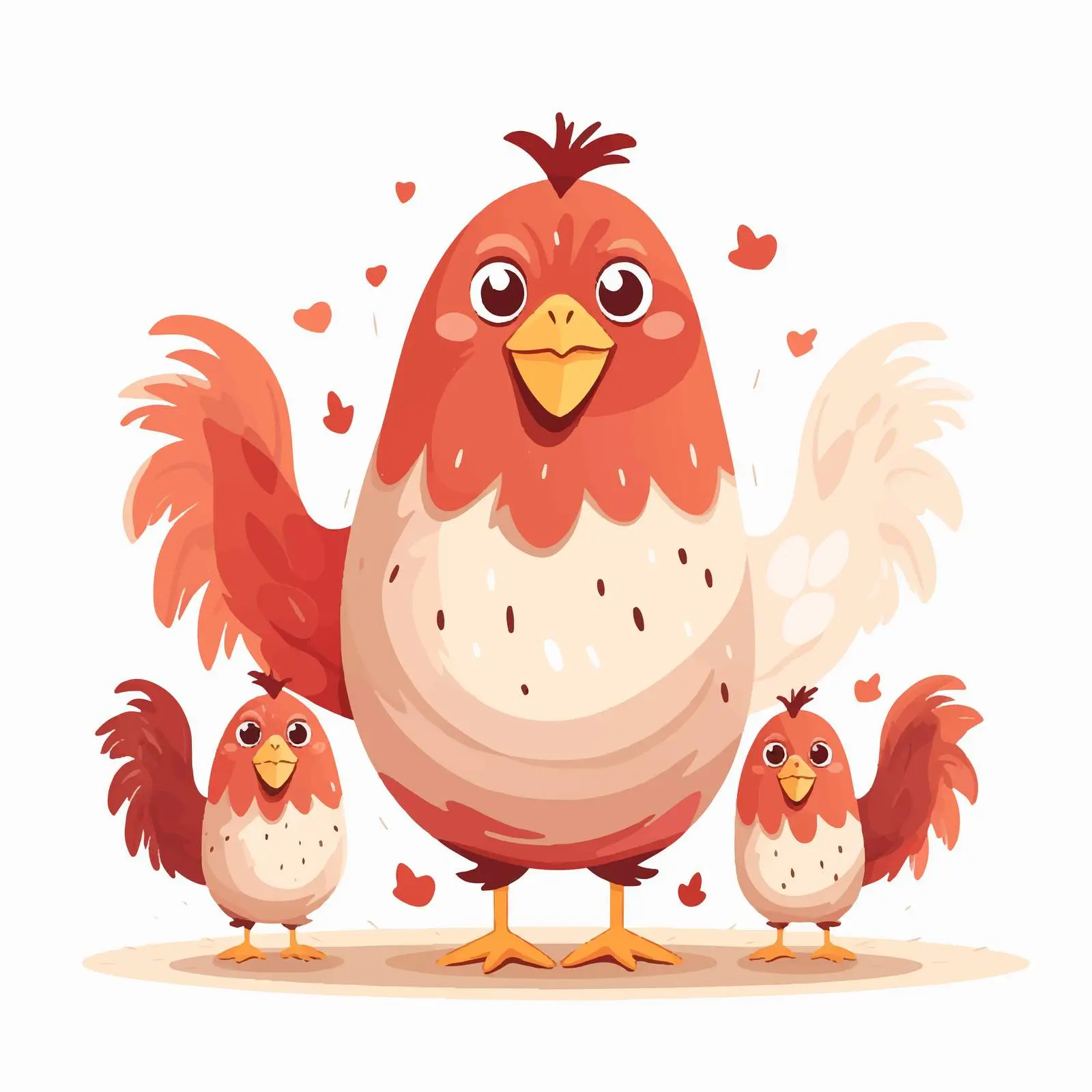 Chicken Family Illustration on White Background — free download from Dotvec