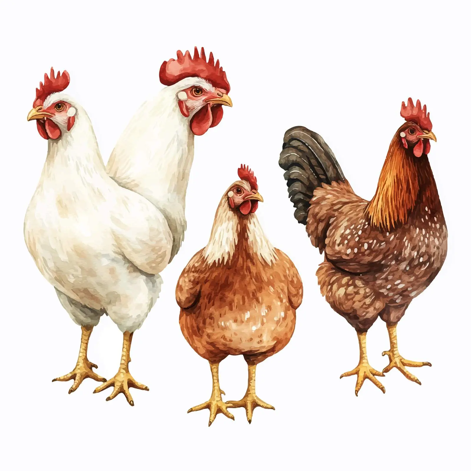 Watercolor Chicken Family Set — free download from Dotvec