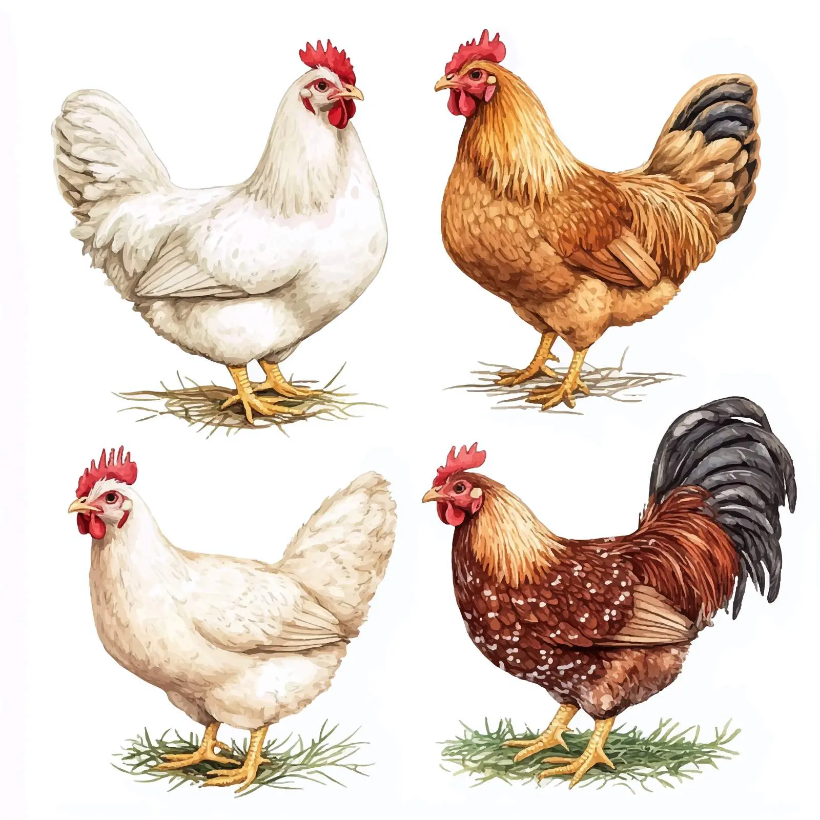 Watercolor Chicken Family Graphics — free download from Dotvec