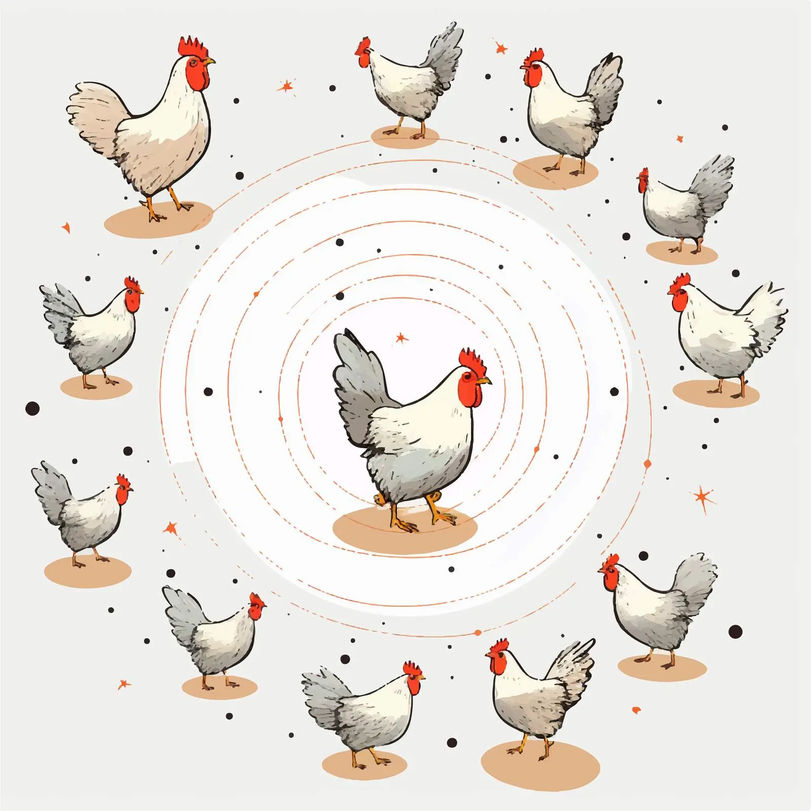 Line Art Chicken Vector Illustration on White Background — free download from Dotvec