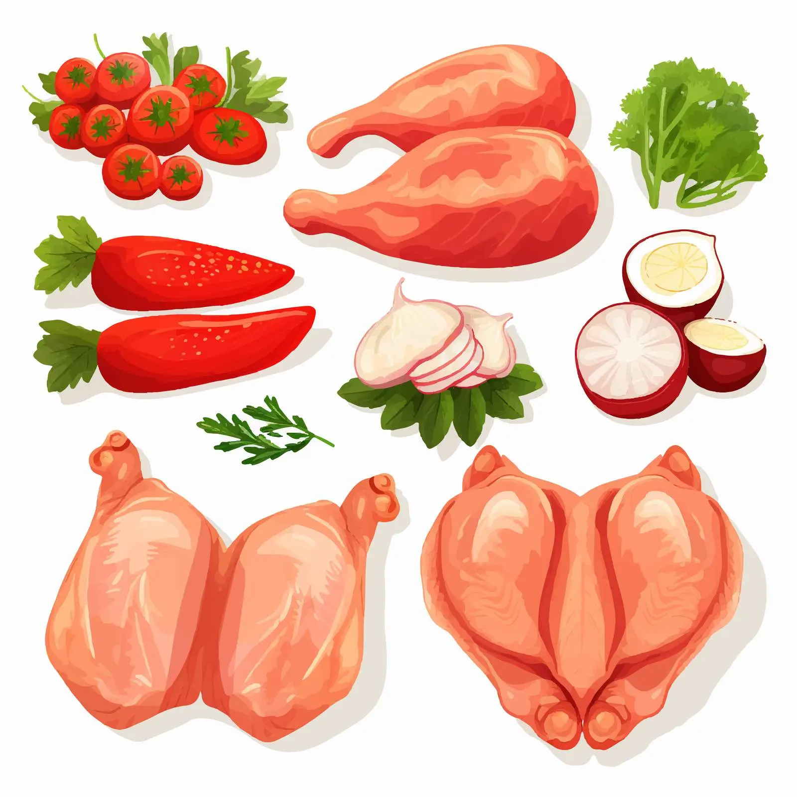 Chicken Meat Vector Illustration on White Background – free butcher image from Dotvec