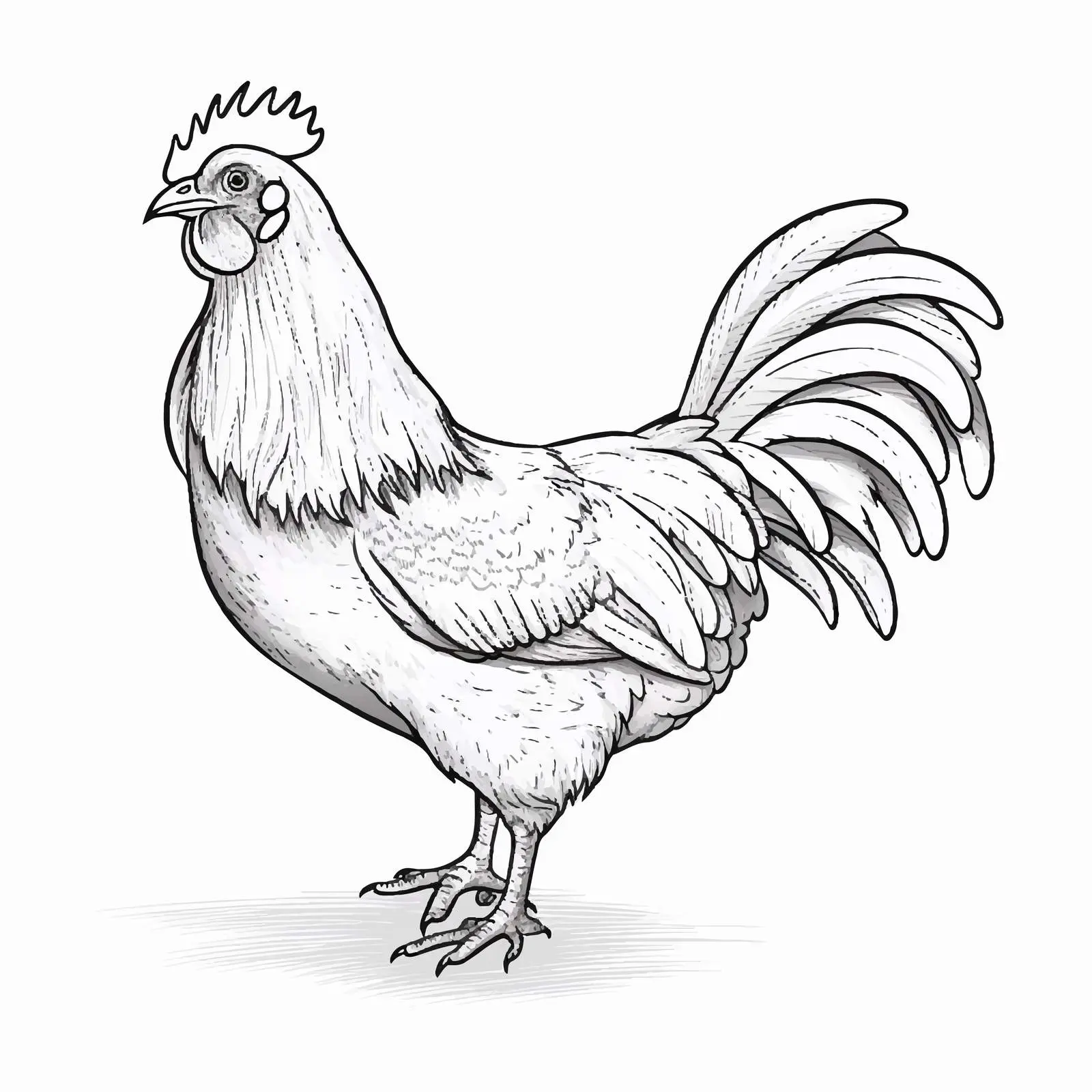 Cartoon Chicken Outline Vector Illustration — free download from Dotvec