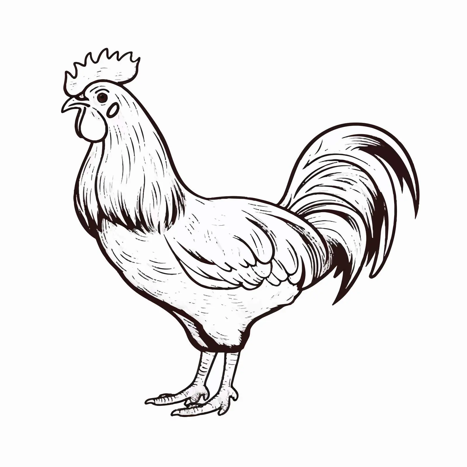 Cartoon Chicken Outline Vector Illustration — free download from Dotvec
