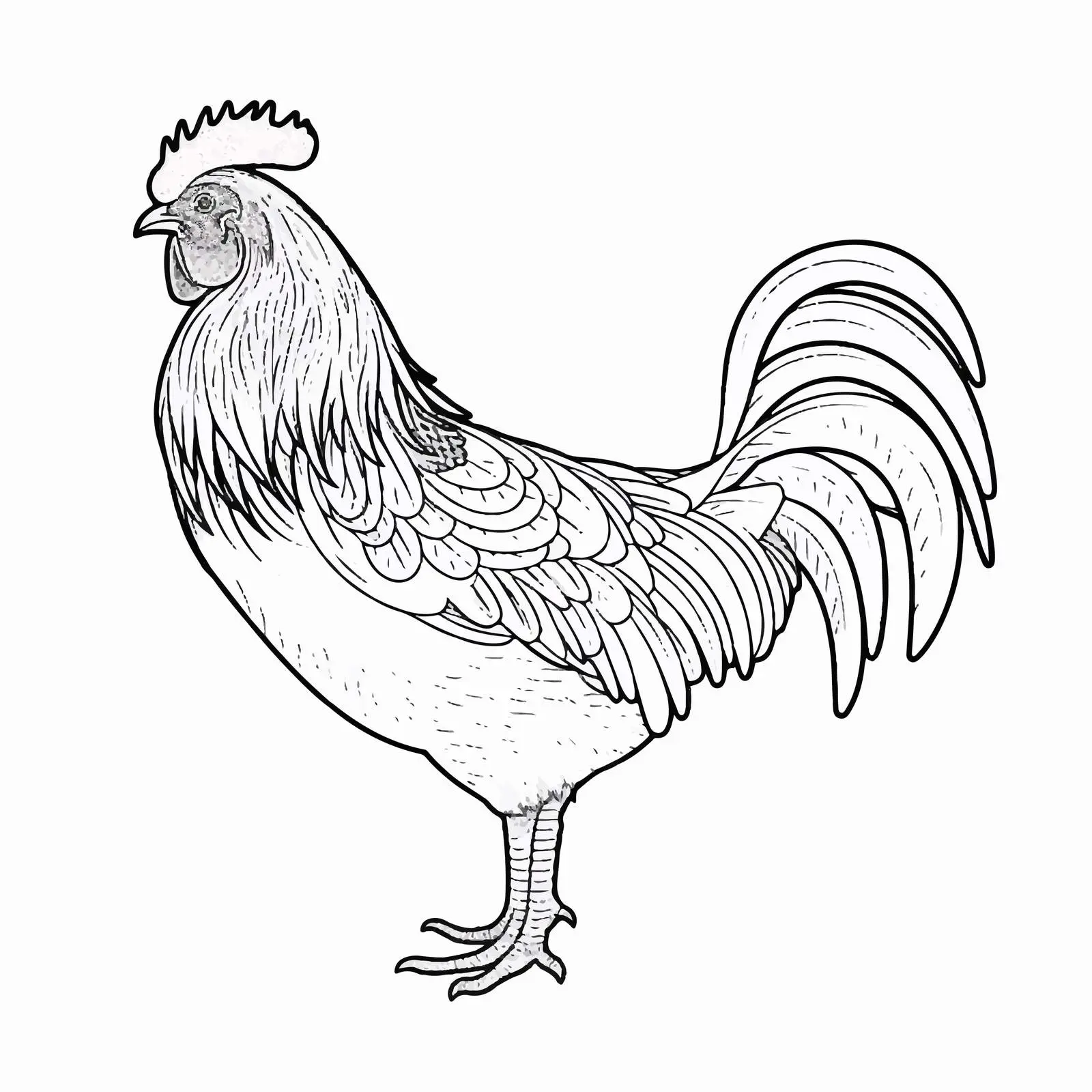 Cartoon Chicken Outline Vector Illustration — free download from Dotvec