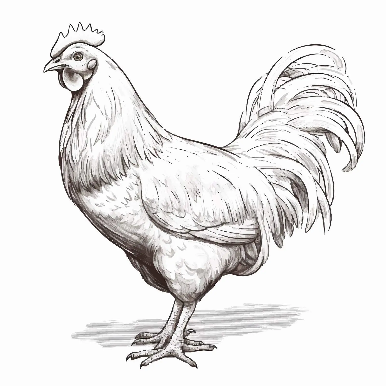 Chicken Sketch Vector Illustration on White Background — free download from Dotvec