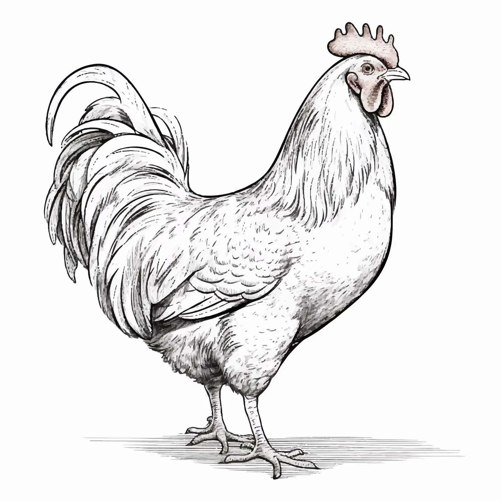 Hand-Drawn Chicken Vector Illustration on White Background — free download from Dotvec