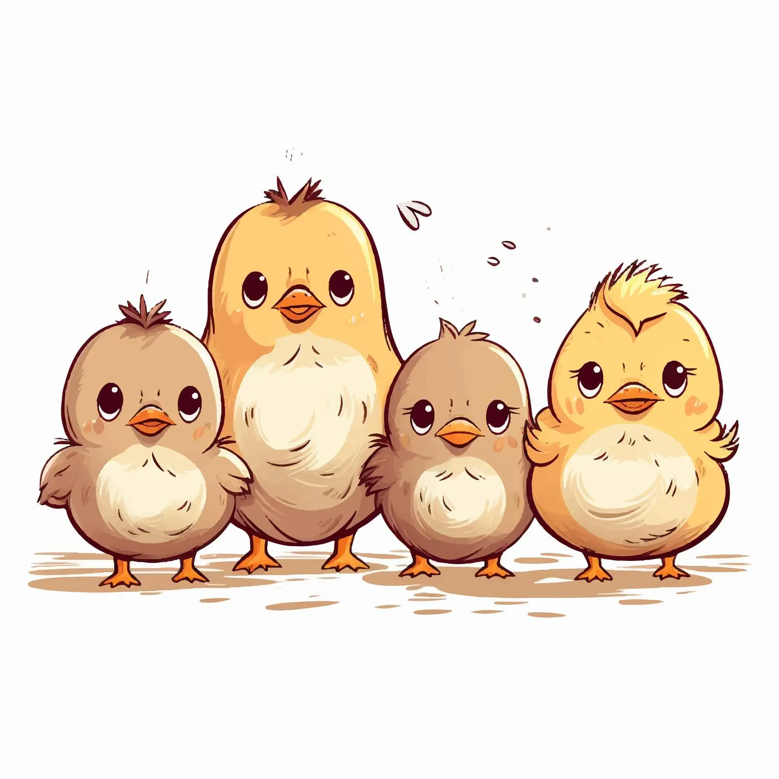 Cartoon Vector Illustration of Chicks Line Art — free download from Dotvec
