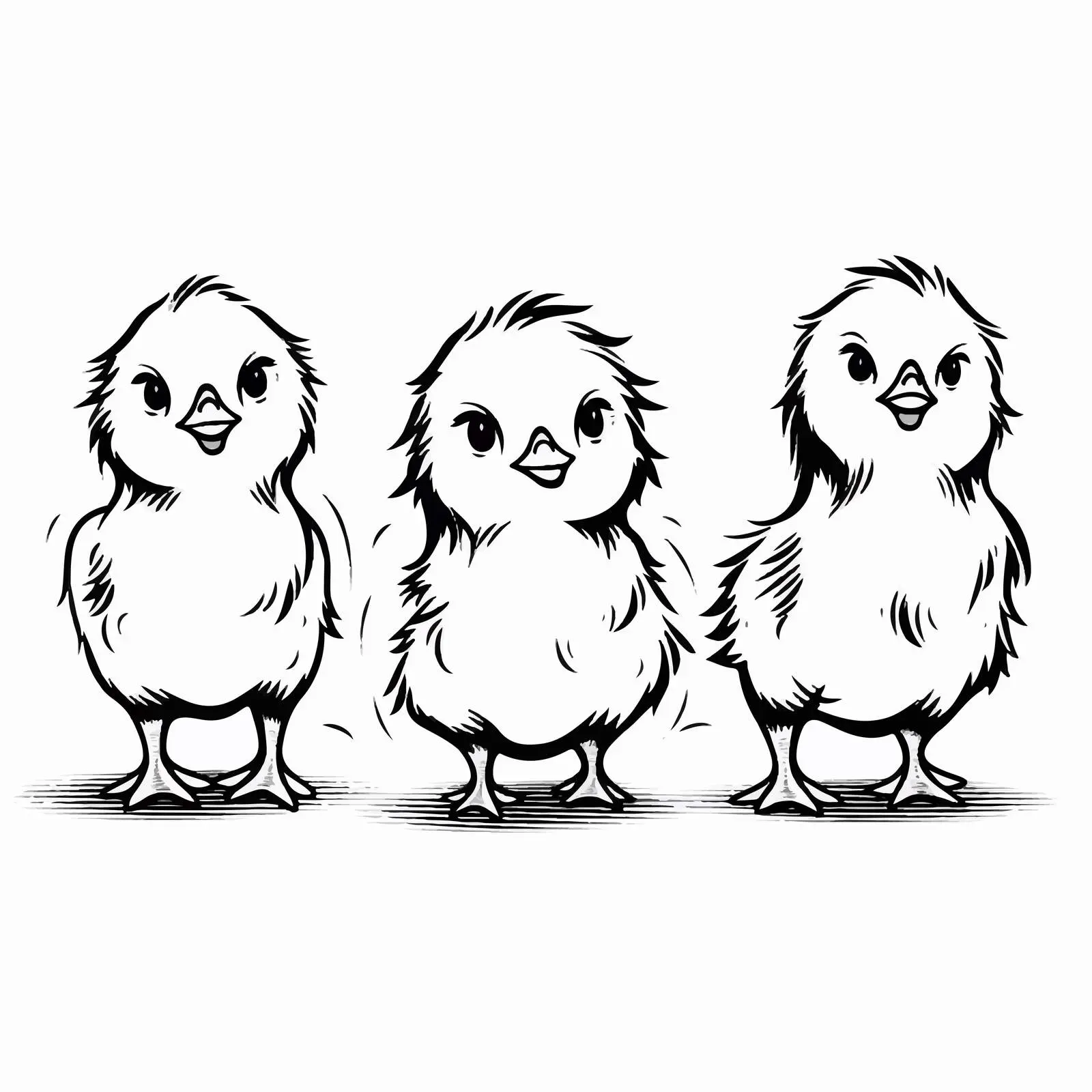 Cartoon Outline Illustration of Chicks — free download from Dotvec