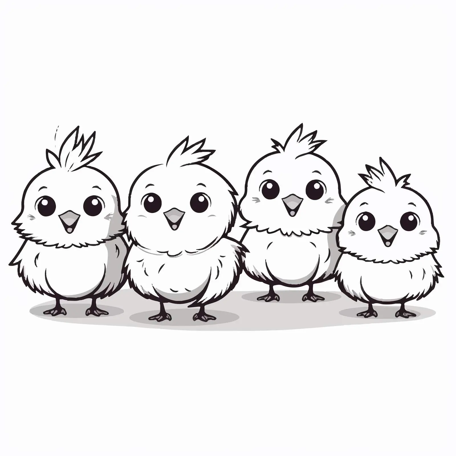 Cartoon Outline Vector Illustrations of Chicks — free download from Dotvec