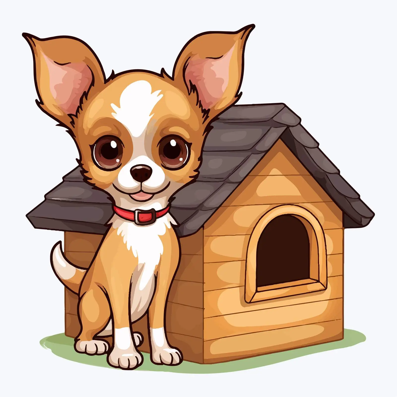 Charming Chihuahua with Dog House Illustration — free download from Dotvec