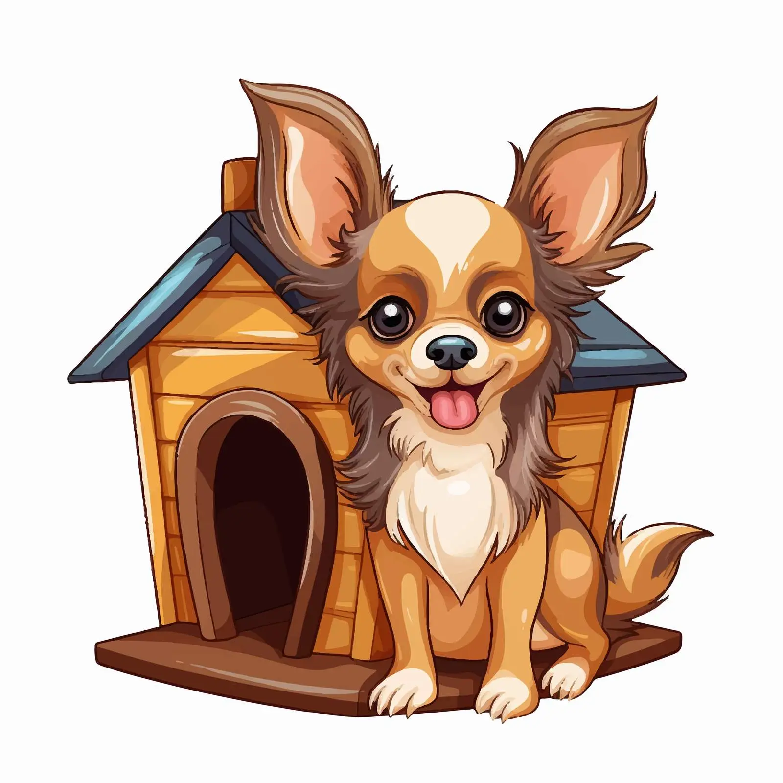 Chihuahua Dog with Dog House Illustration — free download from Dotvec