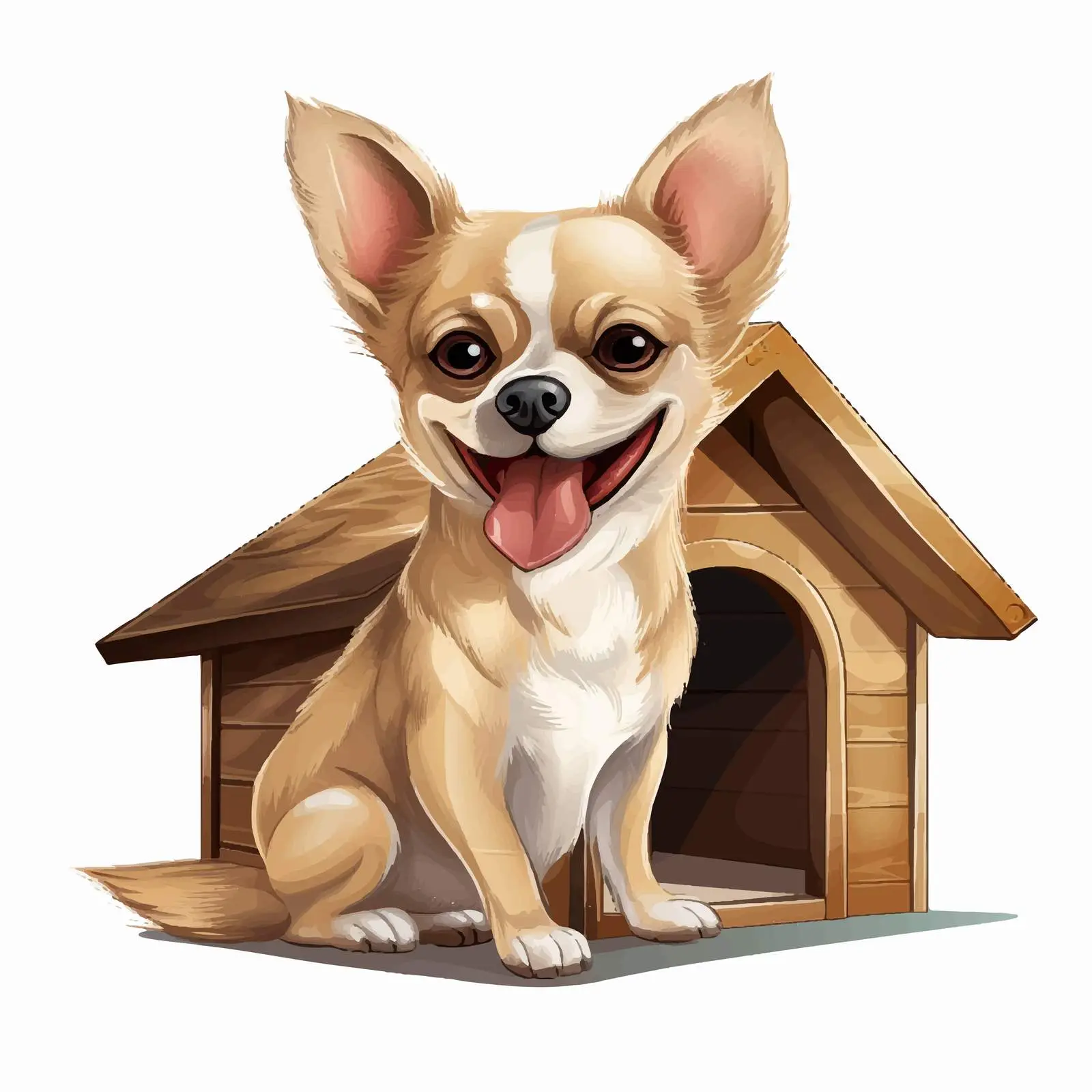 Charming Chihuahua with Dog House Illustration – free lovely illustration image from Dotvec