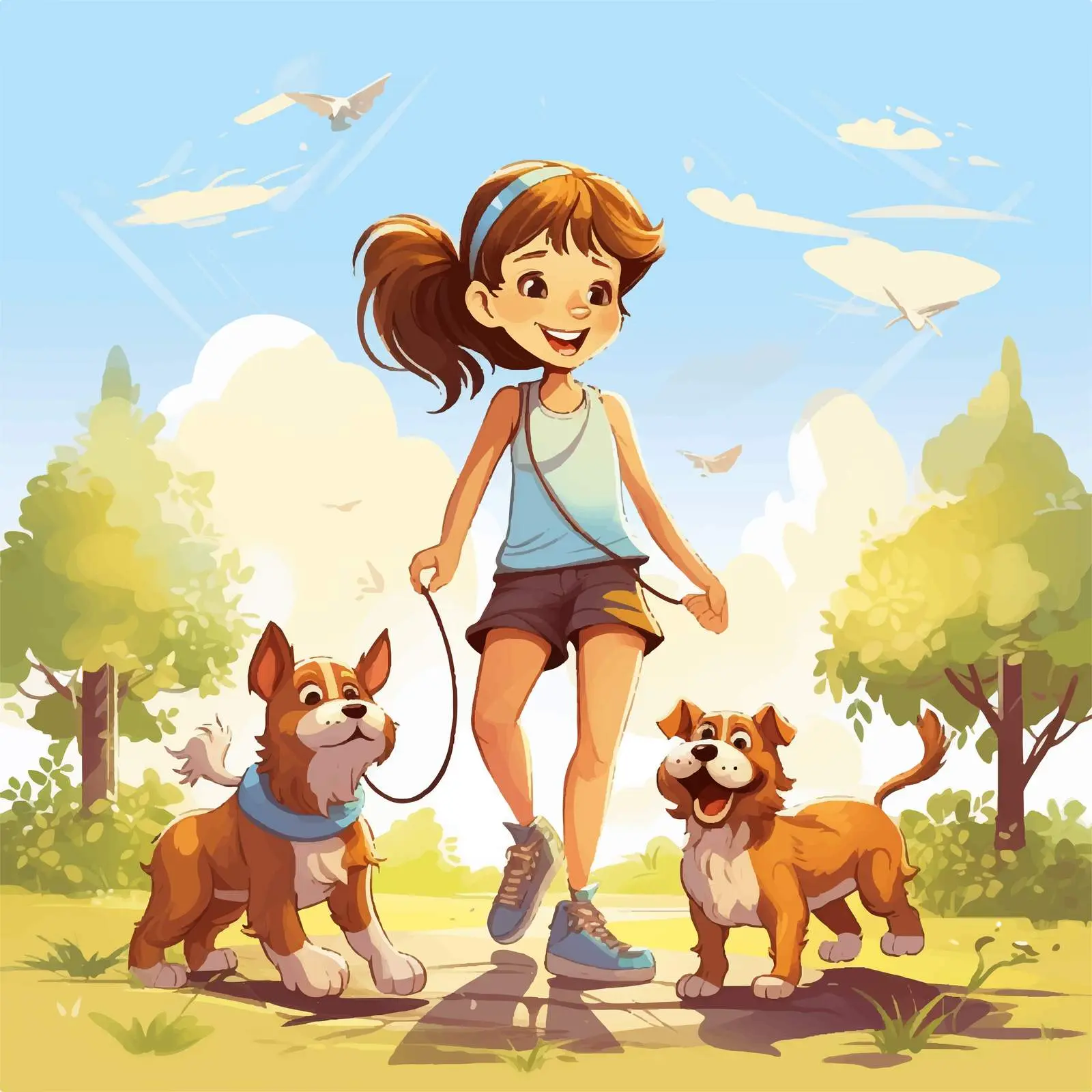 Child and Dogs Enjoying Sunny Outdoor Day — free download from Dotvec