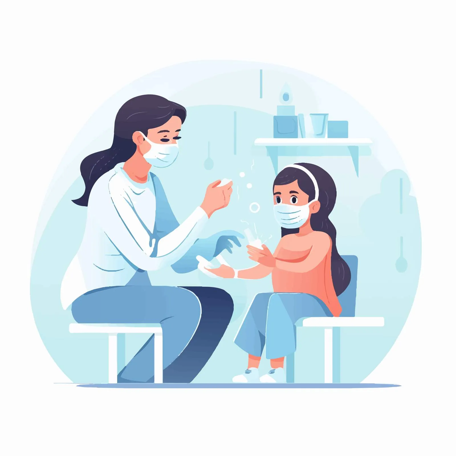 Child and Mother Undergoing COVID PCR Test – free medical environment image from Dotvec