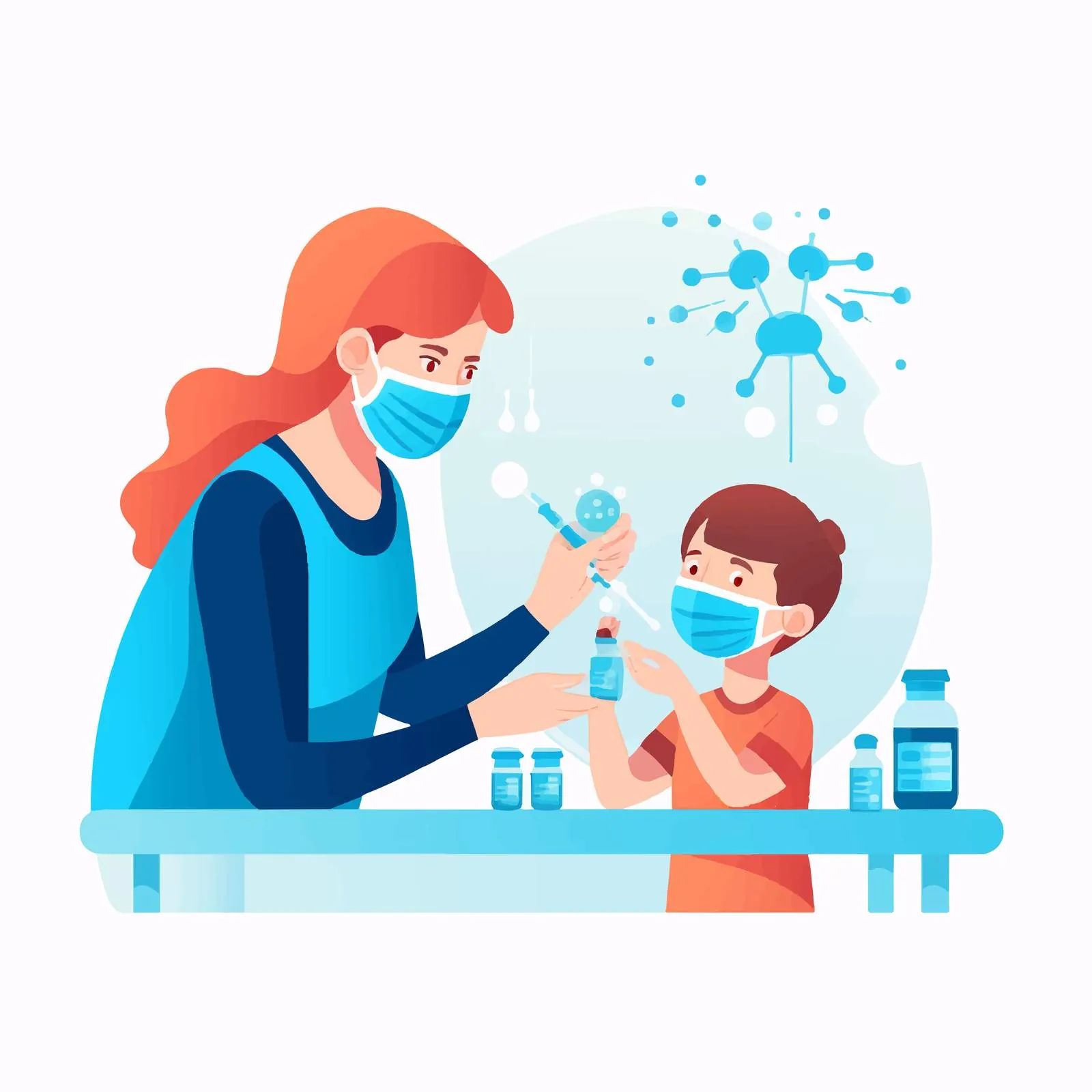 Mother and Child During COVID PCR Test — free download from Dotvec