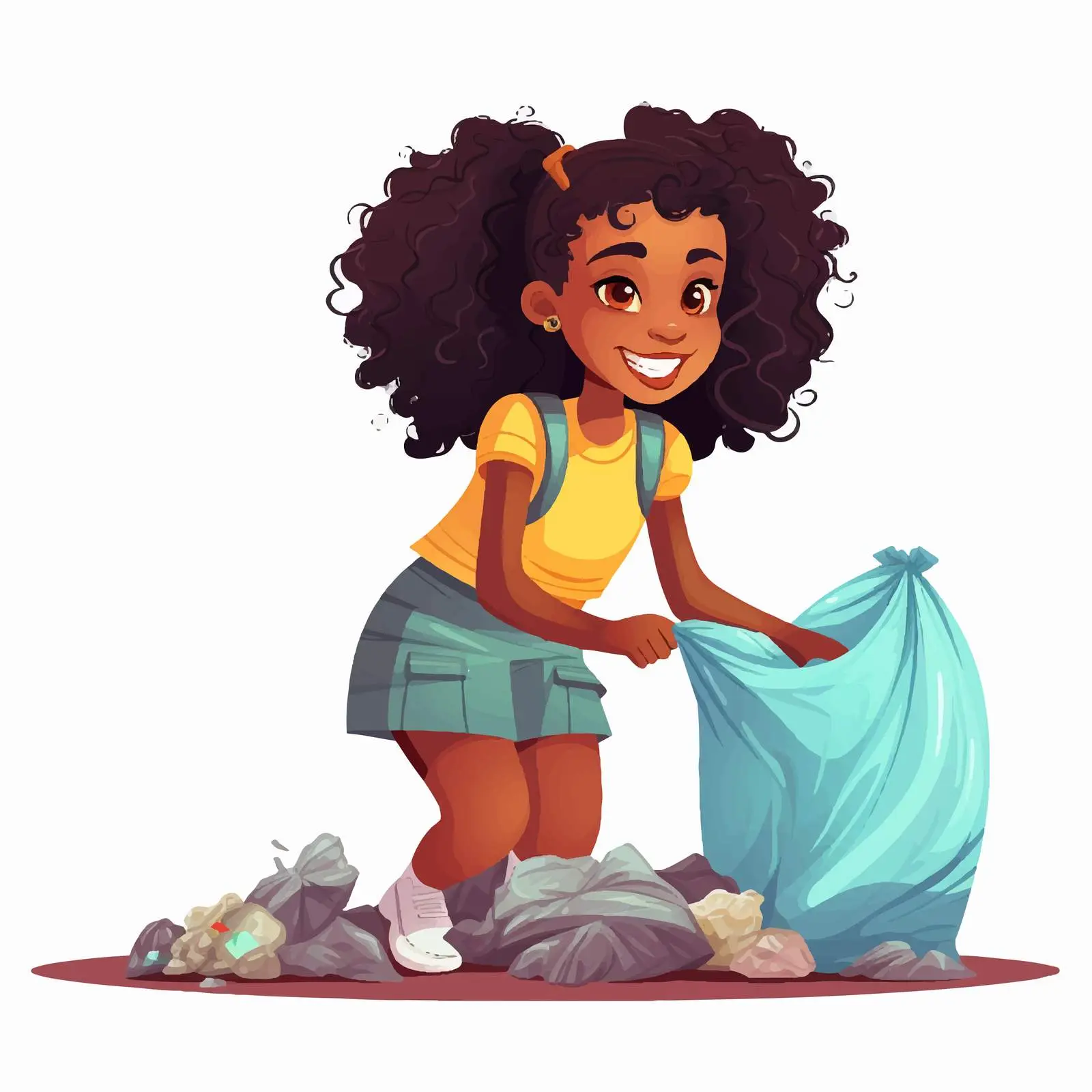 Girl Collecting Litter with Trash Bag – free trash bag image from Dotvec