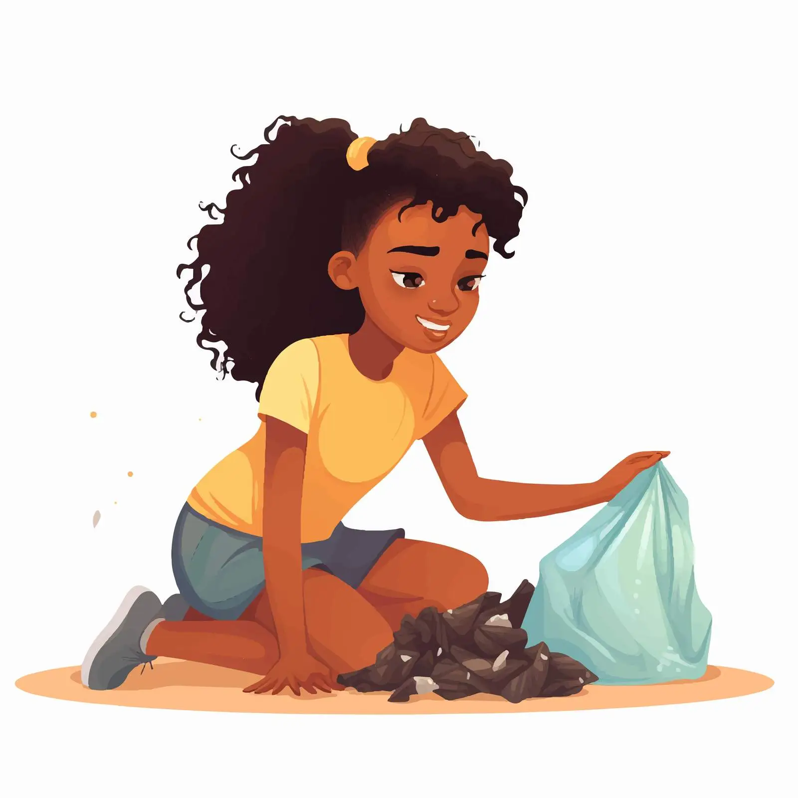 Child Collecting Litter into Trash Bag — free download from Dotvec