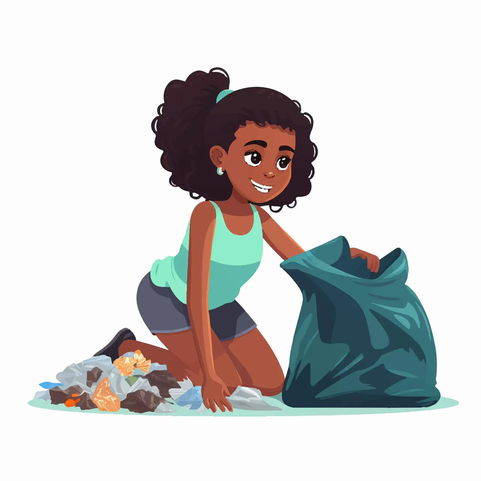 Child Collecting Litter in Trash Bag – free trash bag image from Dotvec