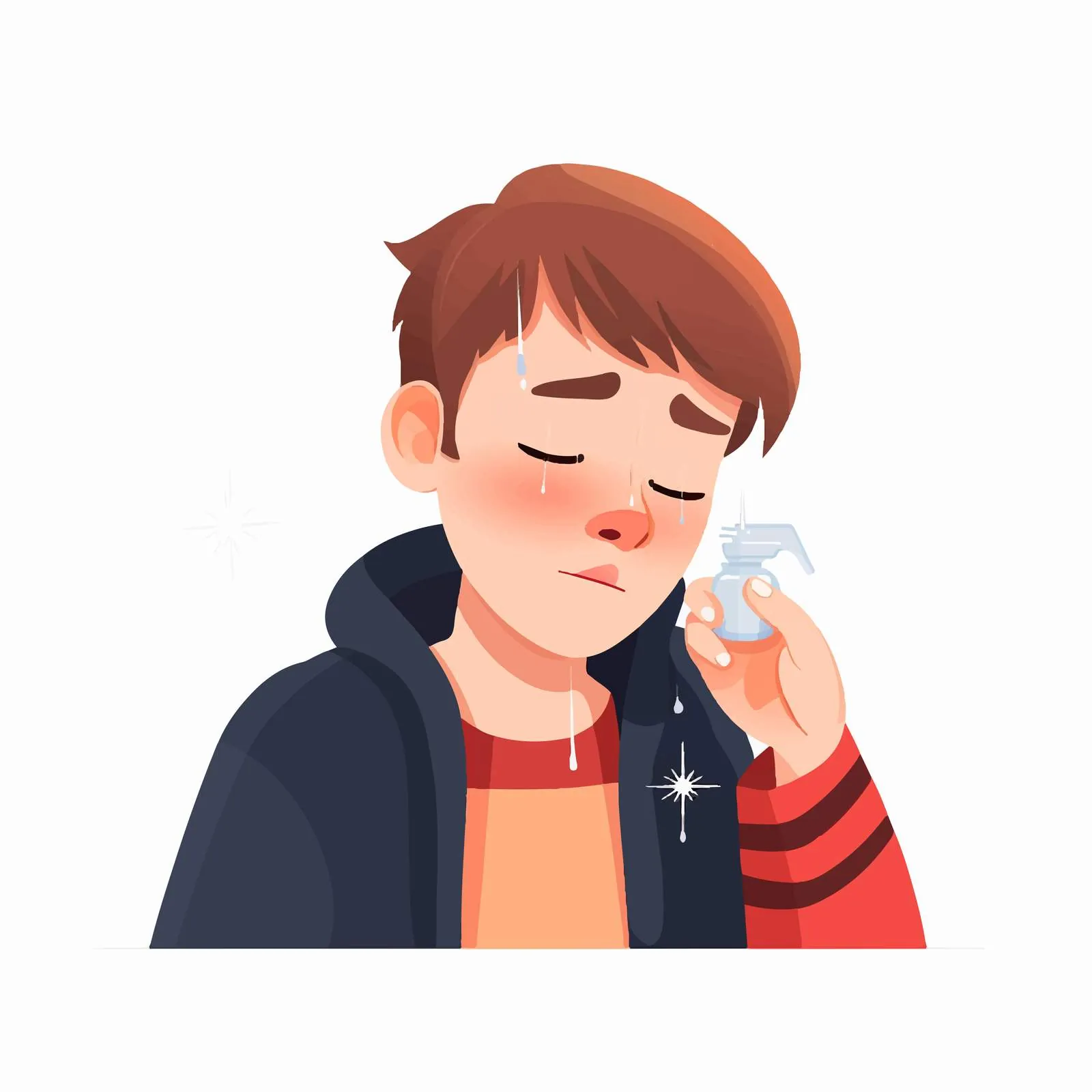 Child Cleaning Nostrils with Nasal Spray — free download from Dotvec