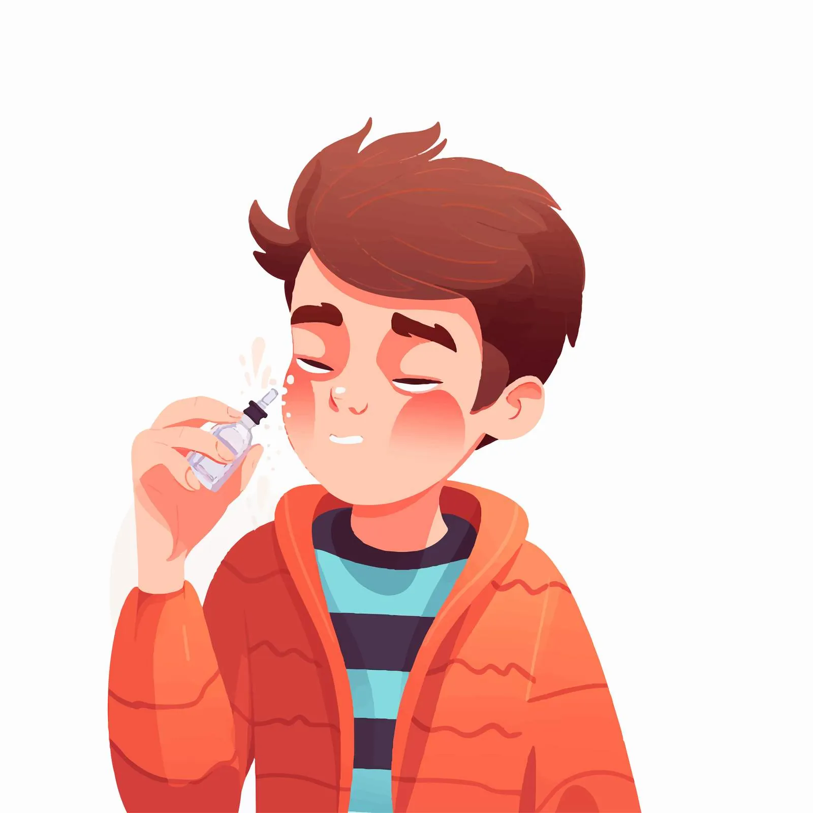 Child Using Nasal Spray for Clean Nostrils — free download from Dotvec