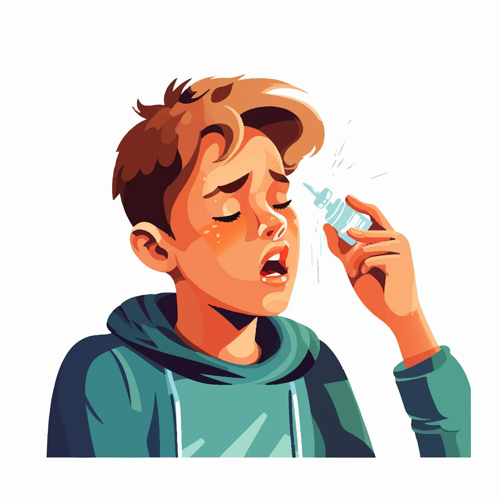 Child Using Nasal Spray for Clean Nostrils — free download from Dotvec