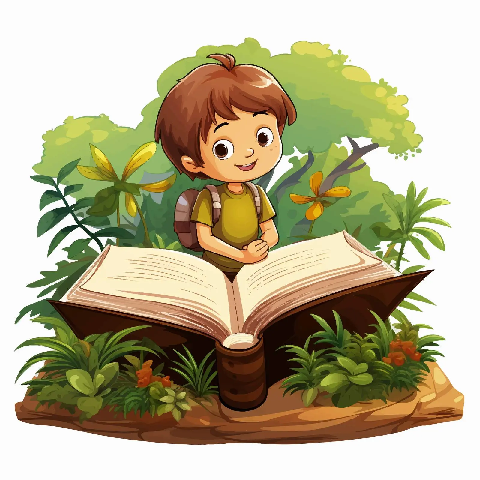 Child Discovering Nature from Open Book — free download from Dotvec