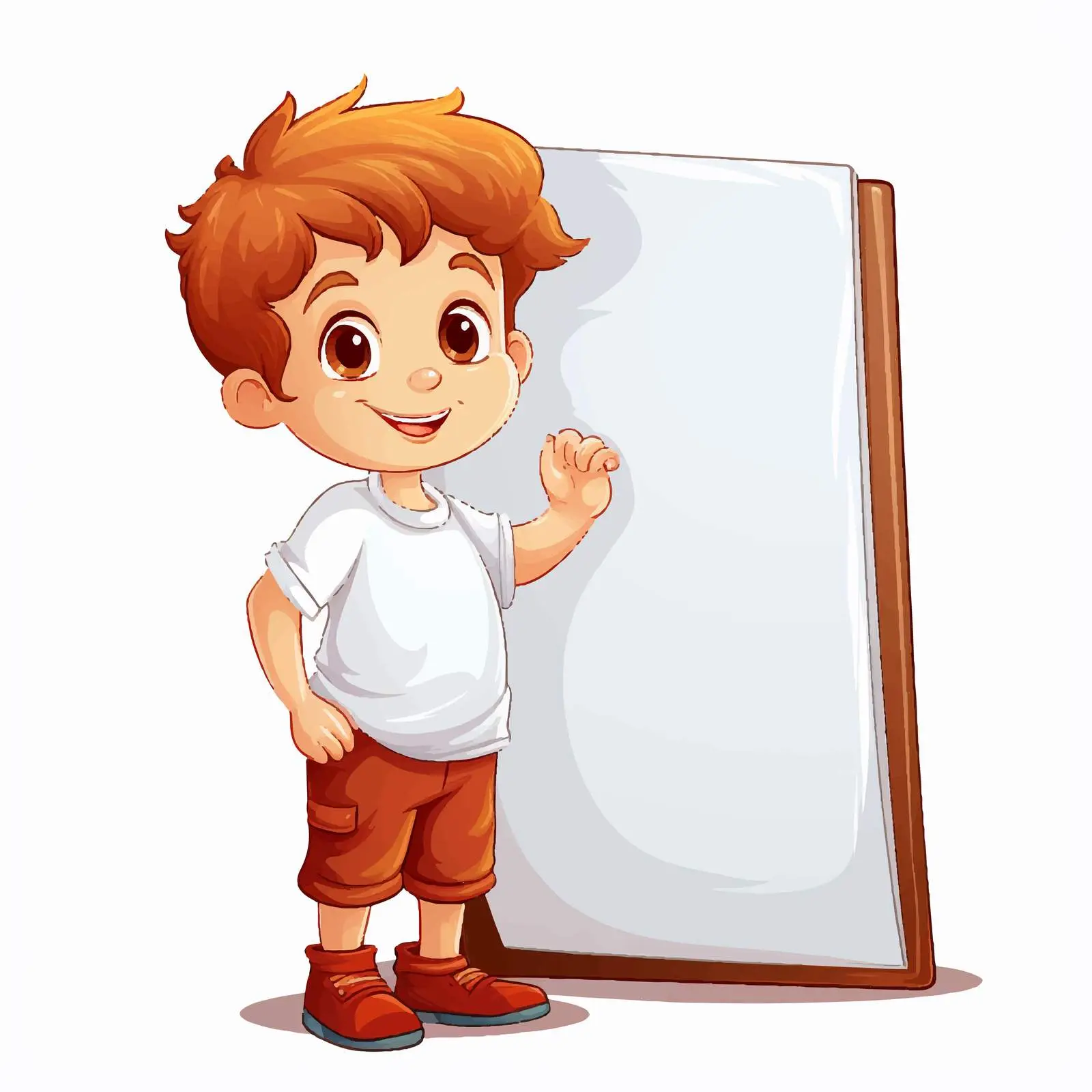 Child Holding Book Near Whiteboard Illustration — free download from Dotvec
