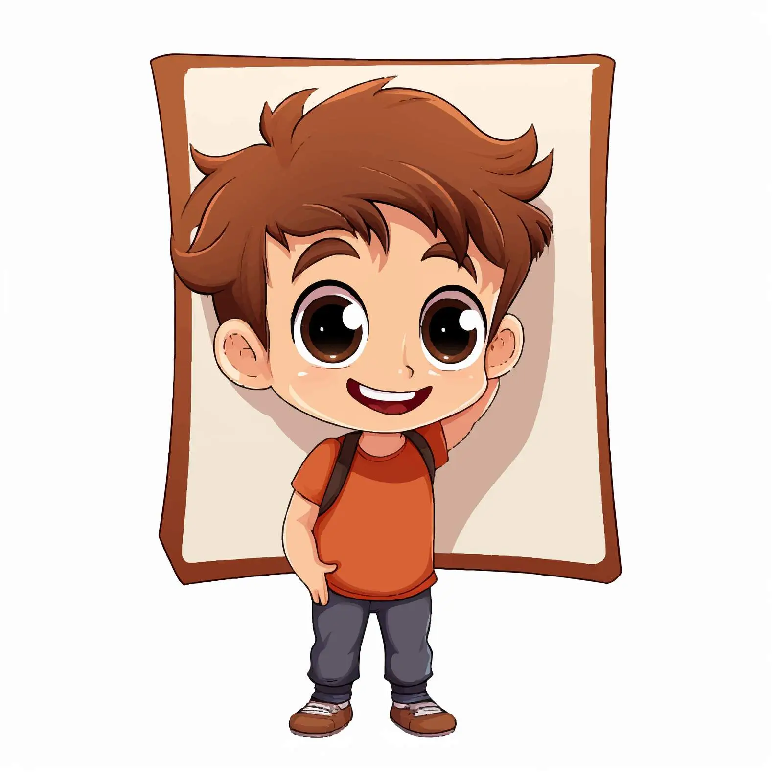 Cartoon Child Holding Book Near Whiteboard – free oar image from Dotvec