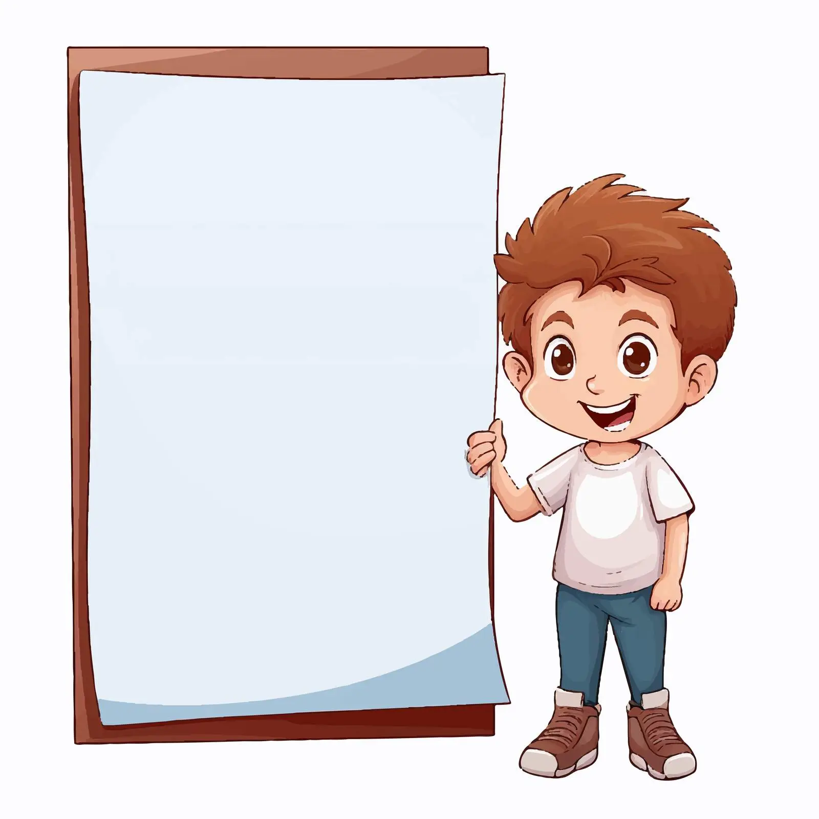 Child Holding Book by Whiteboard Illustration — free download from Dotvec