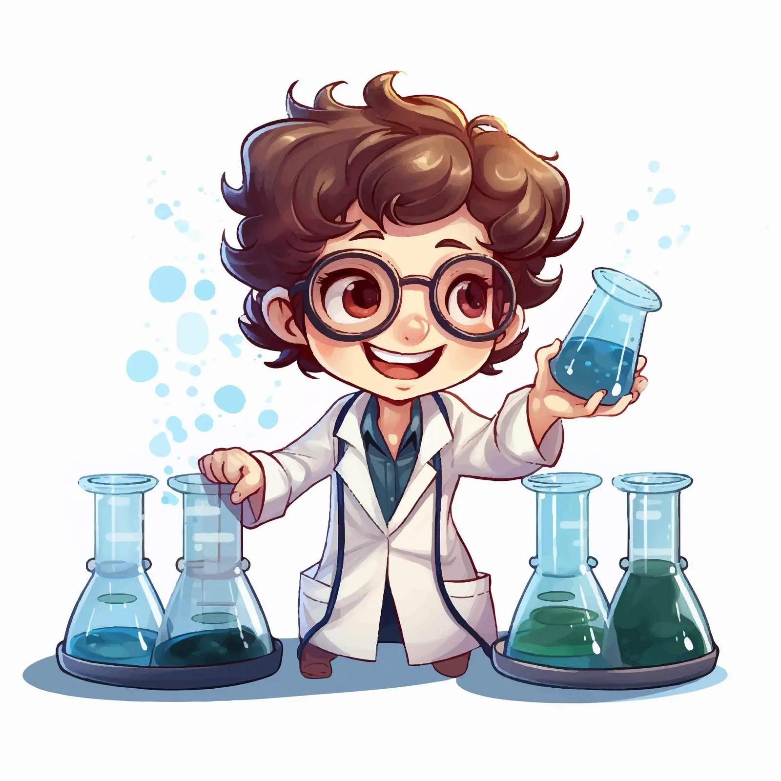 Child in Lab Coat Holding Test Tubes — free download from Dotvec