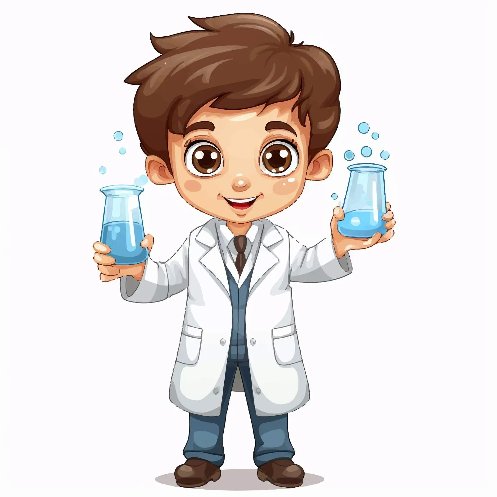 Child in Lab Coat with Test Tubes Vector — free download from Dotvec