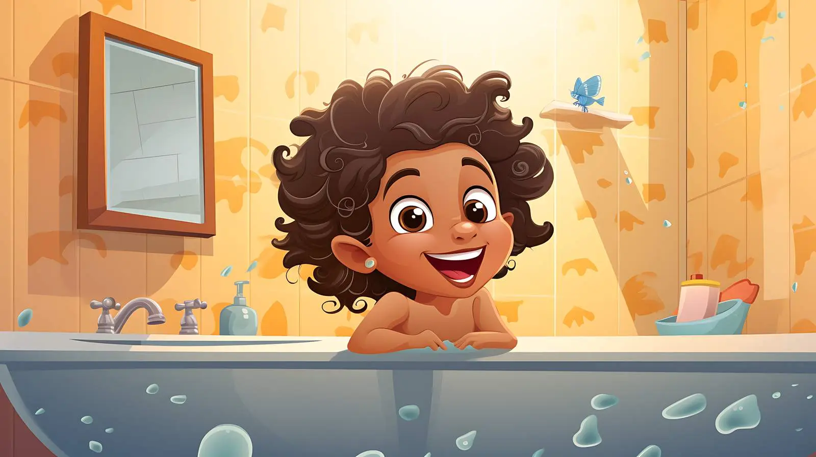 Child in Bathroom Vector Illustration — free download from Dotvec