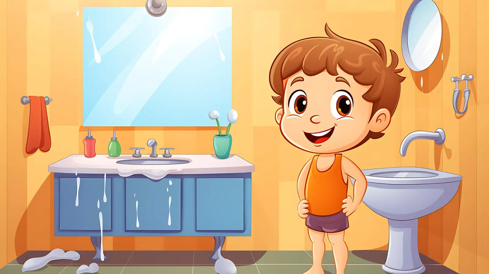 Child in Bathroom Illustration Vector — free download from Dotvec