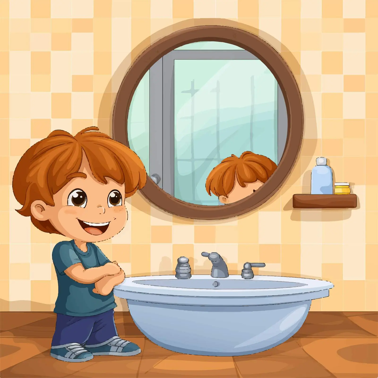 Child Playing in Bathroom - Vector Illustration — free download from Dotvec
