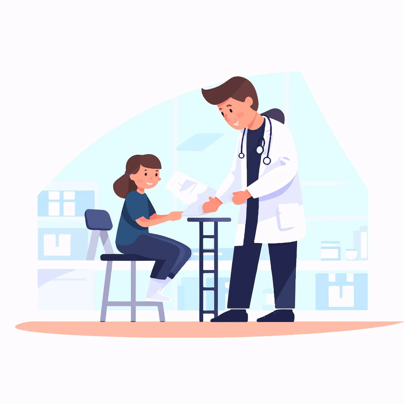 Child Patient Visiting Doctor in Hospital – free family doctor image from Dotvec