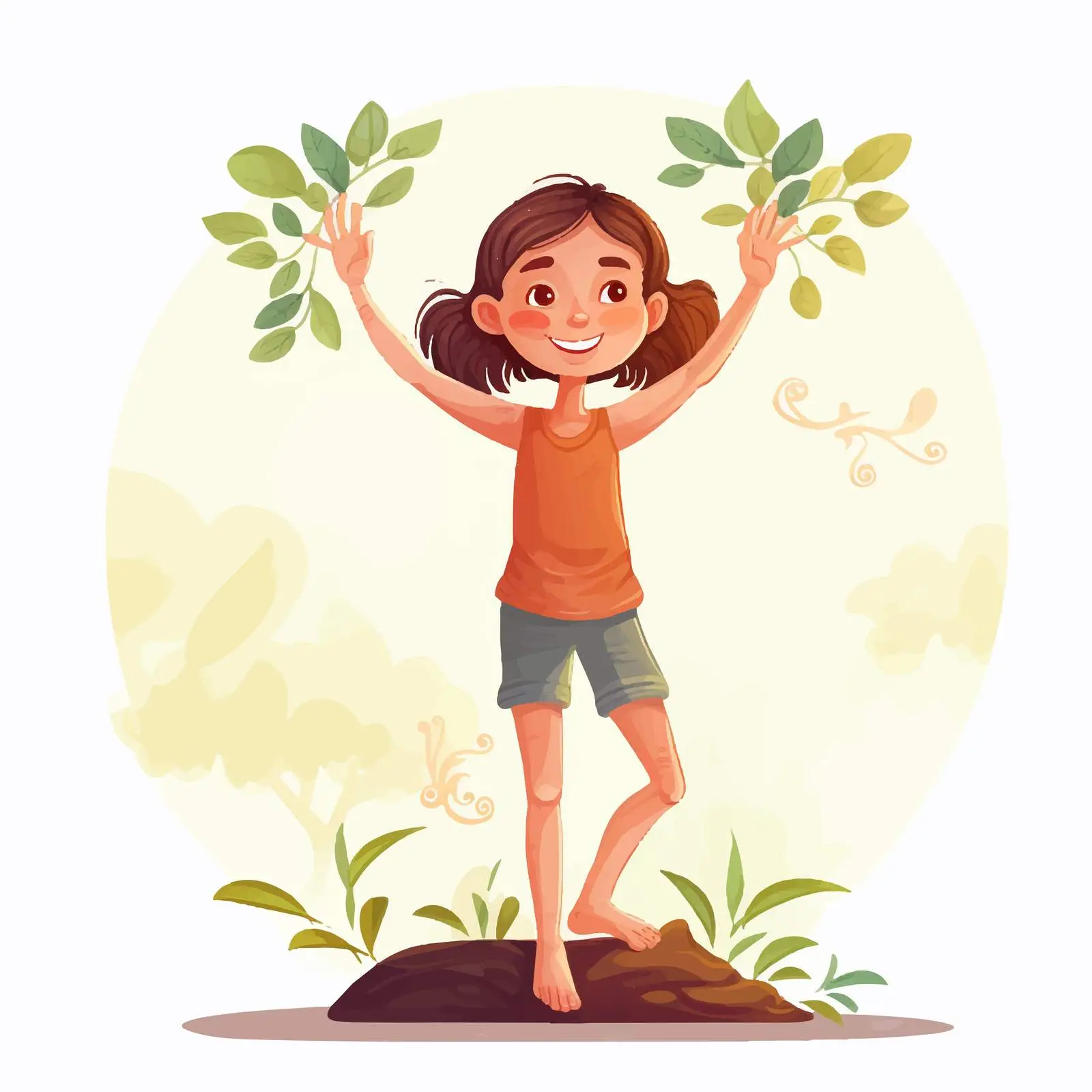Child Practicing Yoga in Tree Pose – free vitality image from Dotvec