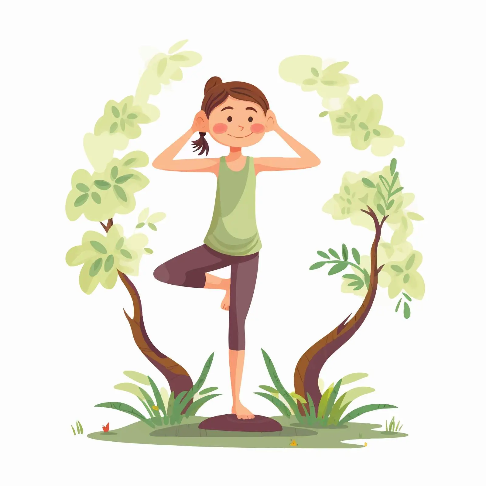 Child Practicing Yoga in Tree Pose — free download from Dotvec