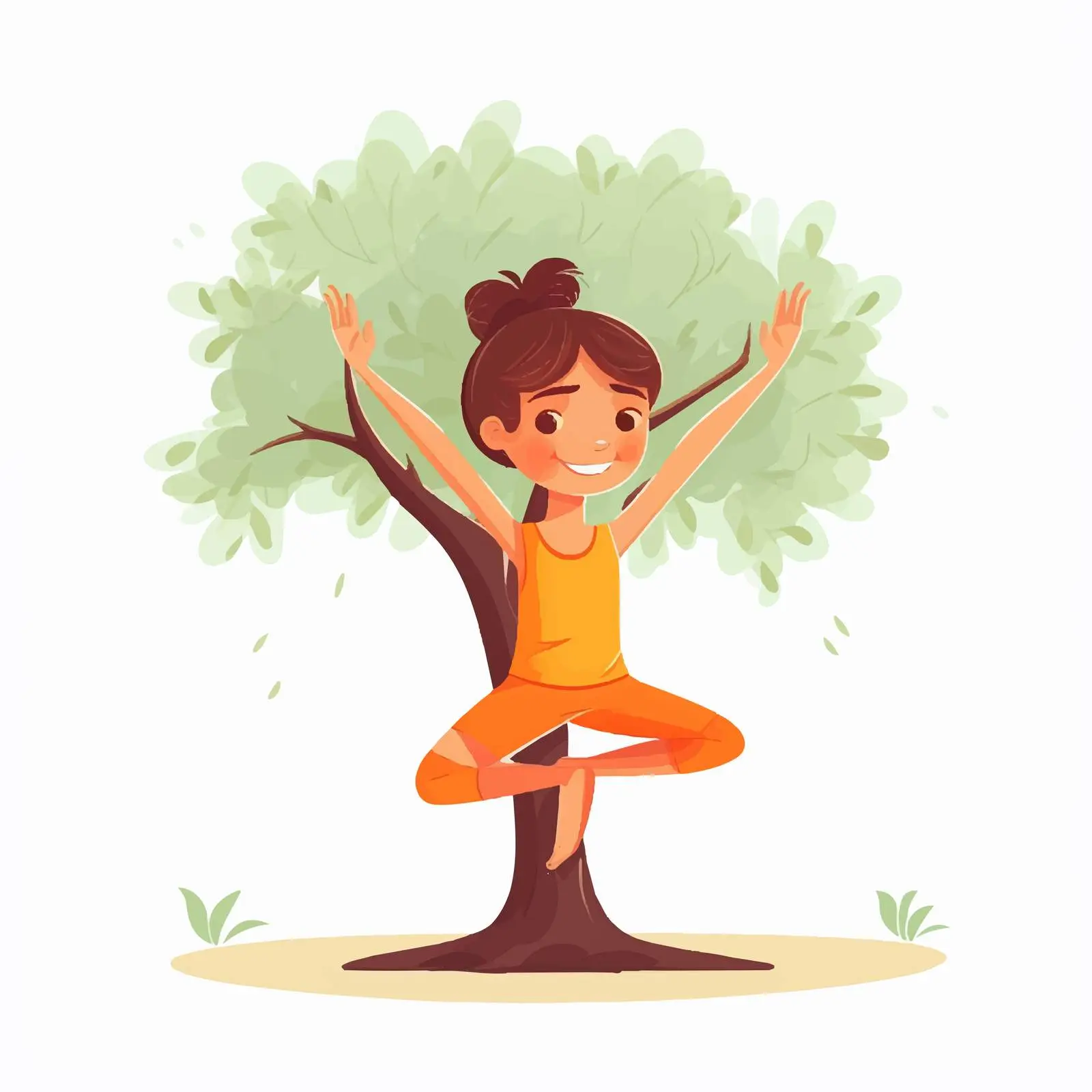 Child Practicing Yoga in Tree Pose Illustration — free download from Dotvec