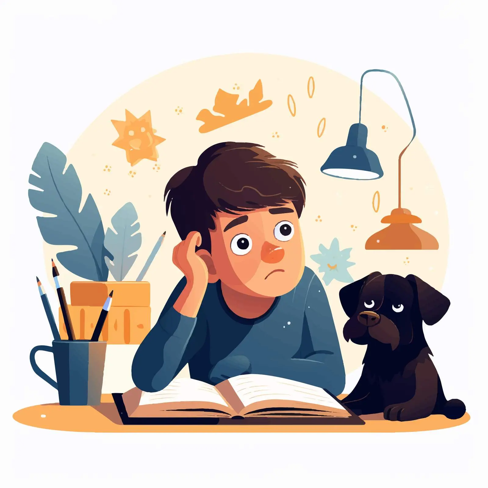 Child Studying at Home with Homework – free intellectual image from Dotvec