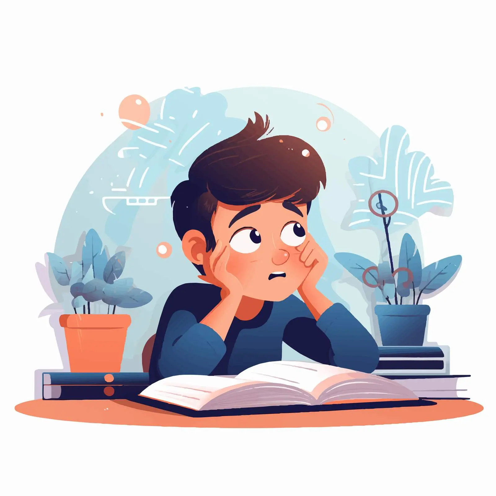 Child Studying at Home with Homework Challenges — free download from Dotvec