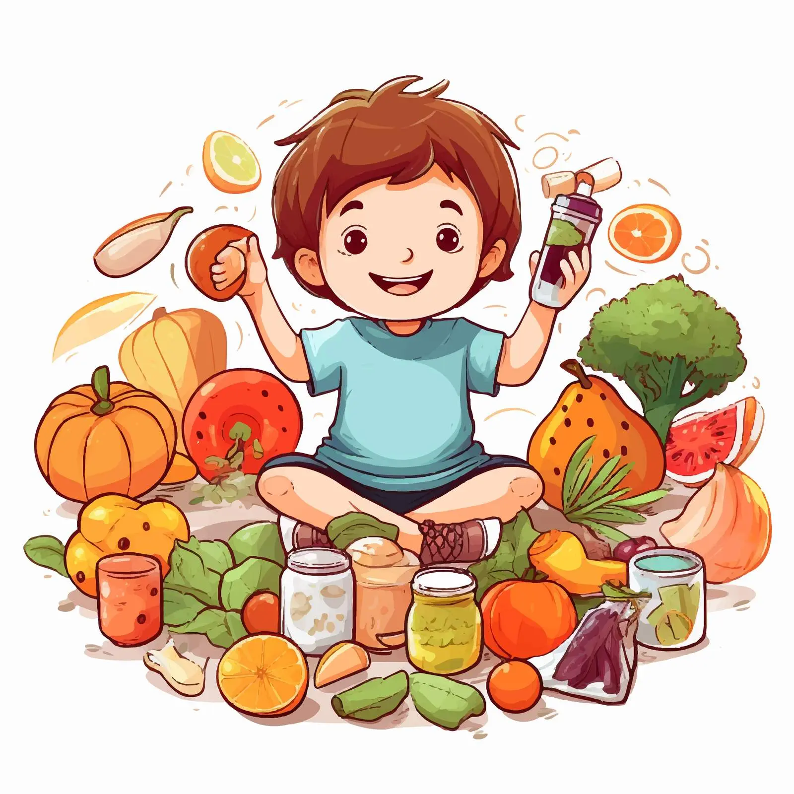 Child Surrounded by Nutritious Food Options — free download from Dotvec